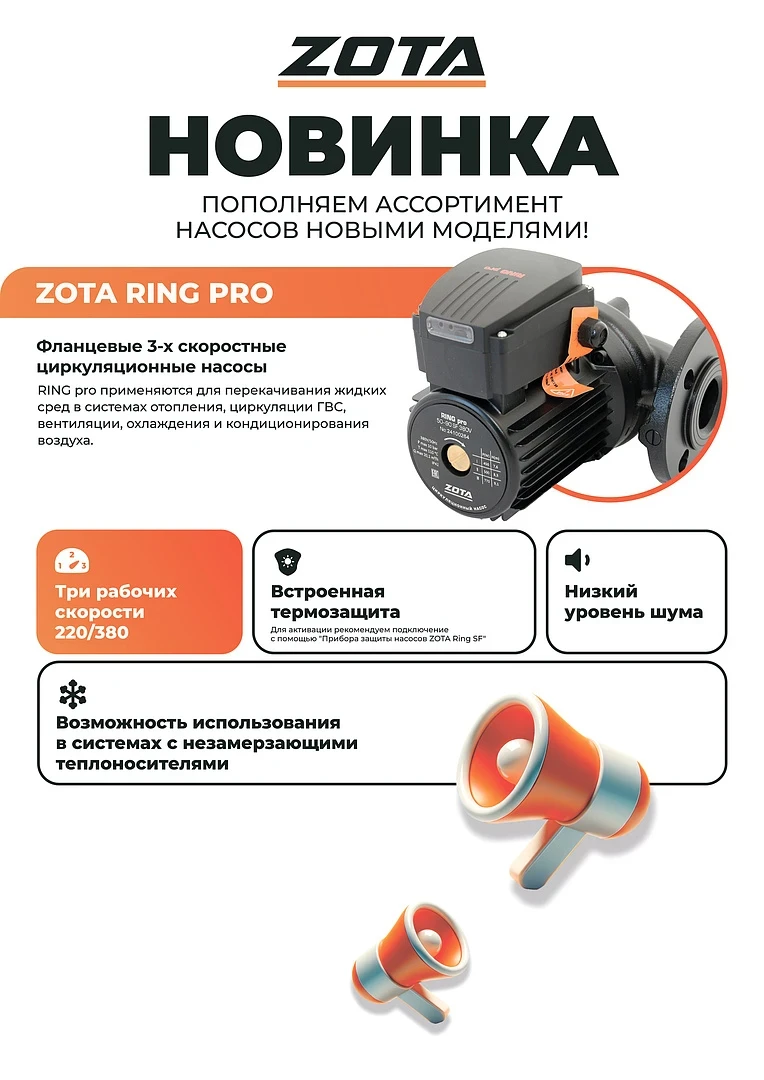Насос ZOTA RING pro 50-180SF 380V от официального дилера ЭЛНА ТЭН