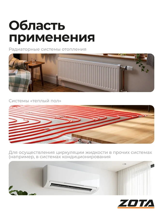 Насос ZOTA EcoRING II 25-180 180 с гайками от официального дилера ЭЛНА ТЭН